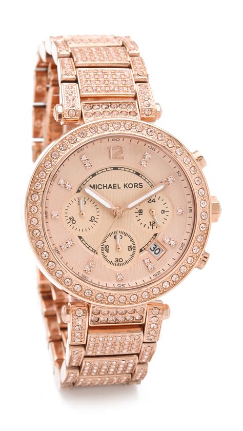 rose gold glitz michael kors watch